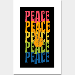 PEACE Sign Hand Activist Rainbow Colors Posters and Art